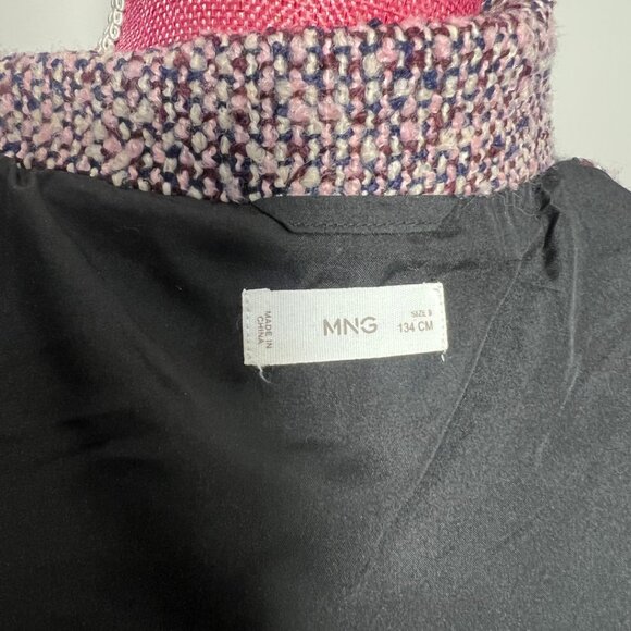 Mango Tweed Purple Button Up Coat Kids Girls Size 9 Winter Fall Outerwear Jacket - Picture 5 of 6